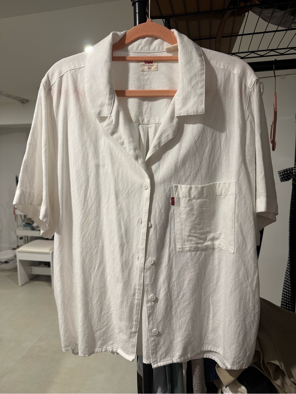 Women White Short-Sleeve Button-Up Shirt